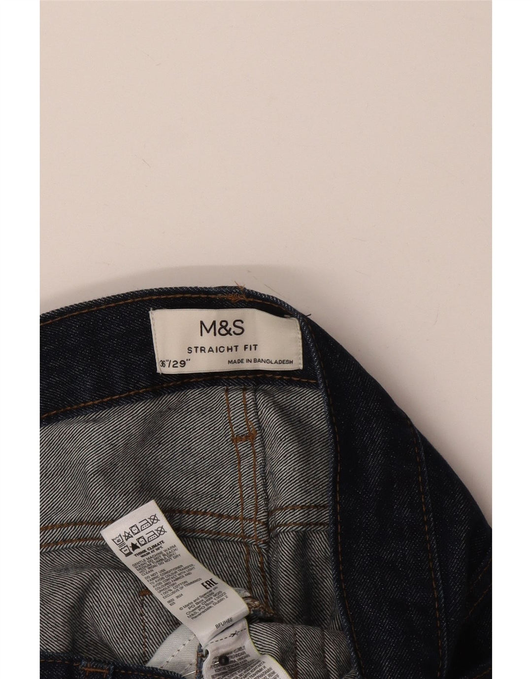 Jeans dritti da uomo Marks & Spencer W36 L29 cotone blu navy