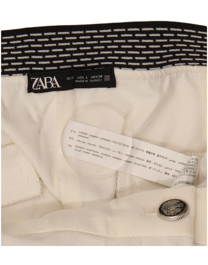 Pantaloni chino slim da donna Zara grandi W30 L27 poliestere color block bianco