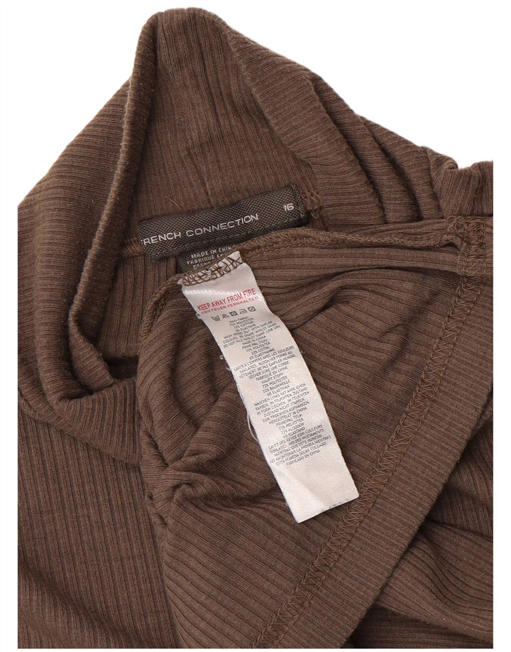 Maglia da donna a manica lunga French Connection UK 16 grande poliestere marrone