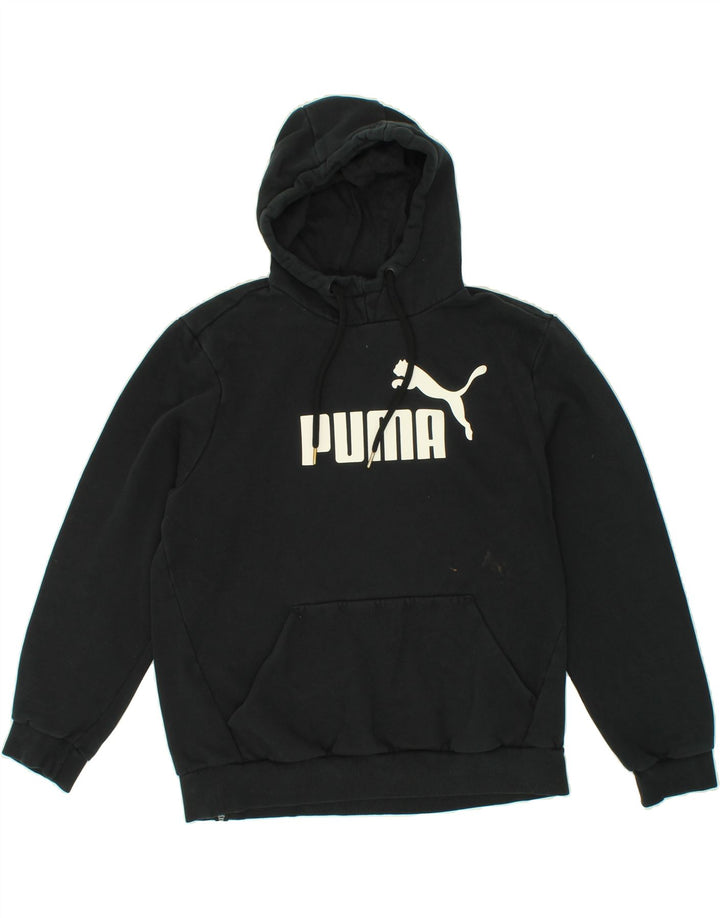 PUMA Mens Graphic Hoodie Jumper Large Black Cotton Vintage Puma and Second-Hand Puma from Messina Hembry 