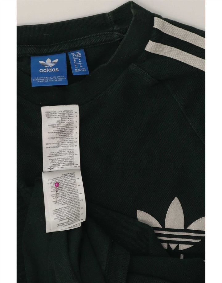 Top Adidas da uomo a maniche lunghe in cotone verde medio