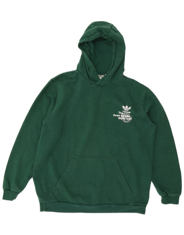 Felpa con cappuccio grafica da uomo Adidas XL in cotone verde