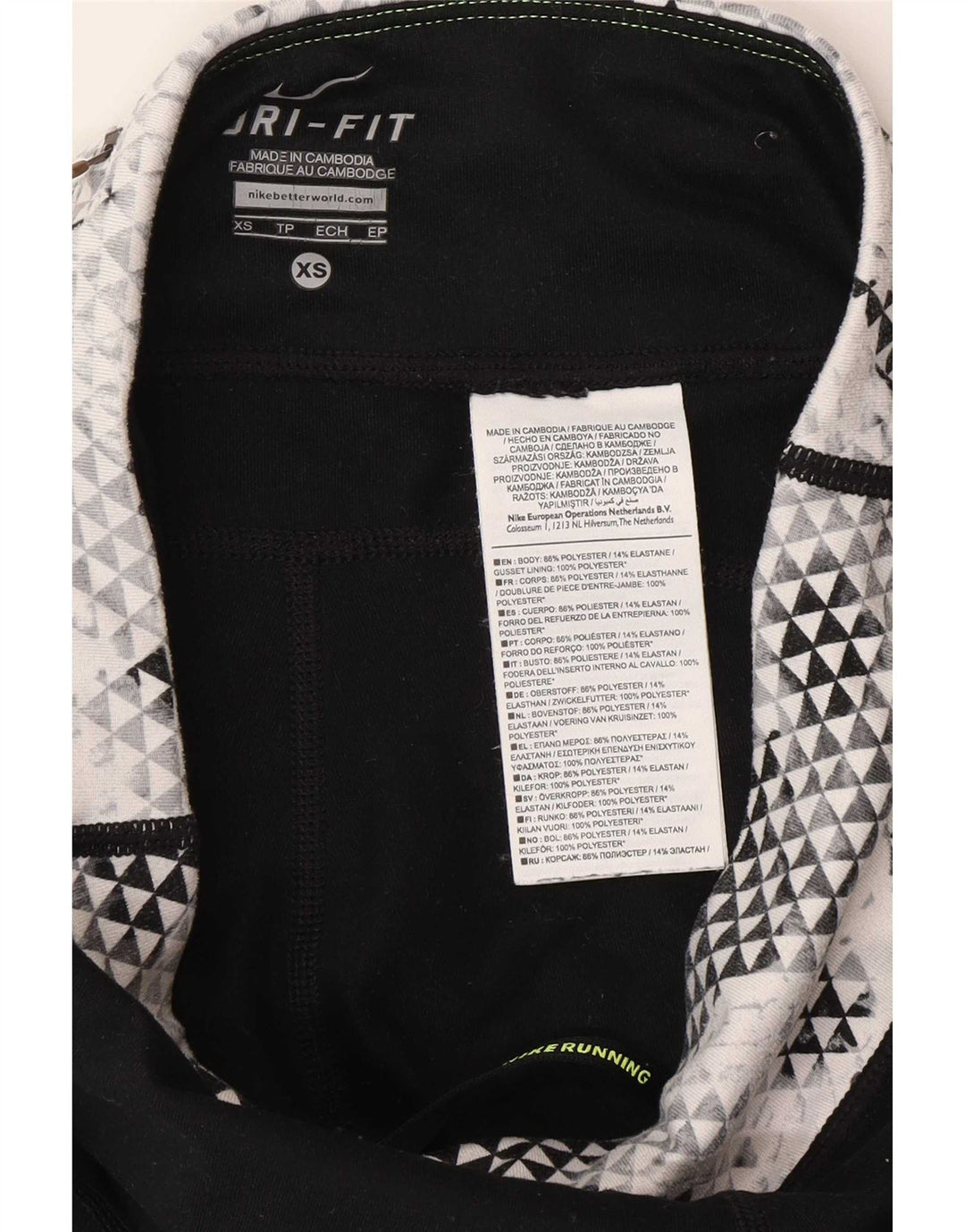 Leggings da corsa Nike da donna XS W25 L30 poliestere color block nero
