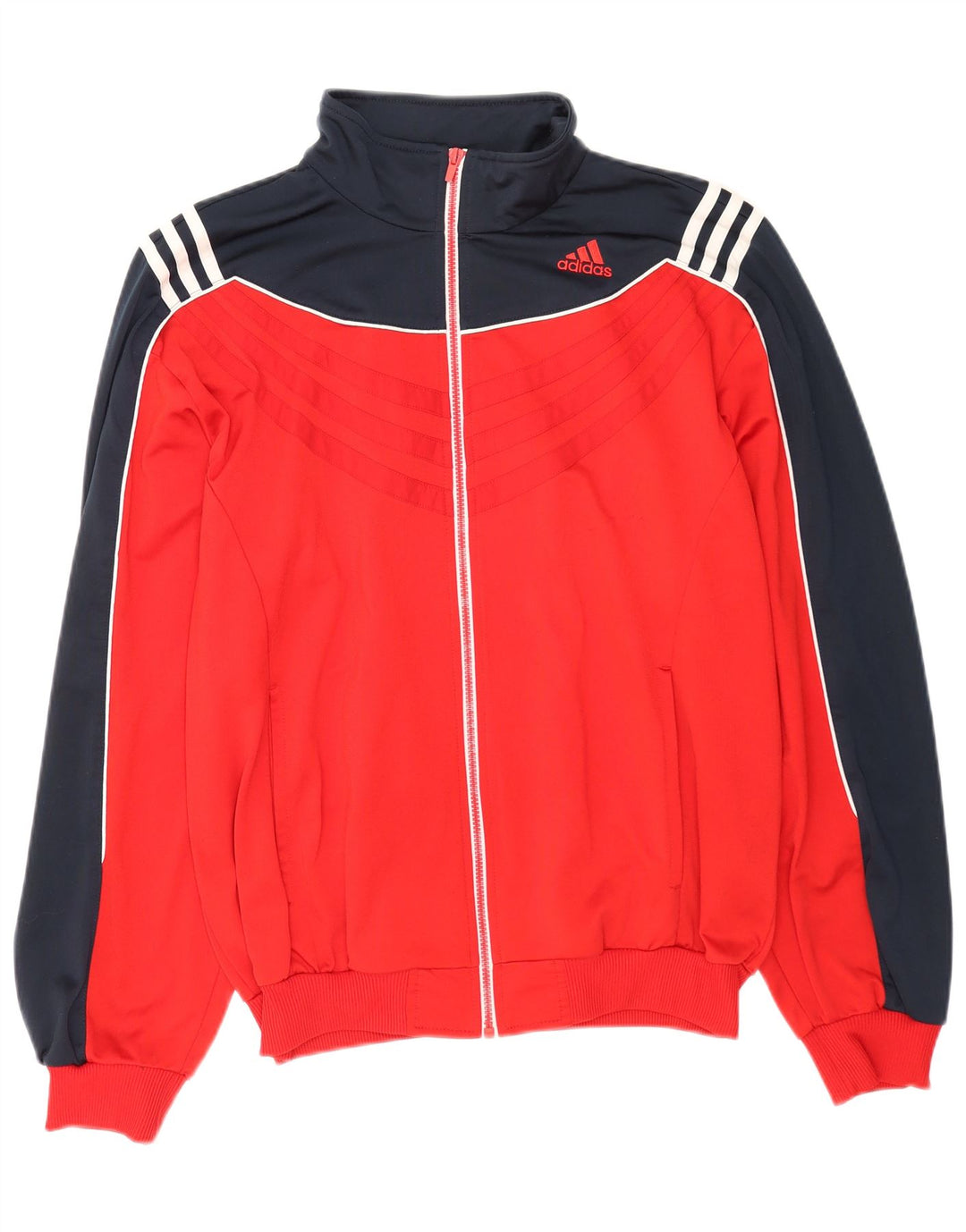 Giacca da tuta da uomo Adidas UK 44/46 Large Rosso Colourblock Poliestere