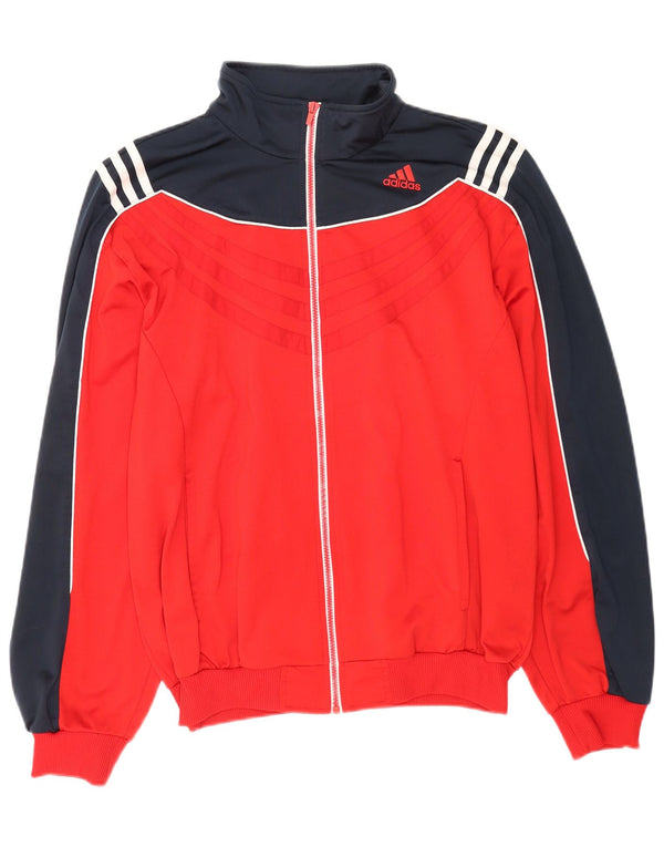 Giacca da tuta da uomo Adidas UK 44/46 Large Rosso Colourblock Poliestere