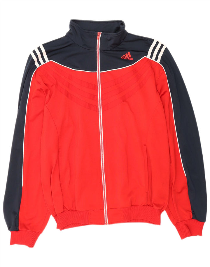 Giacca da tuta da uomo Adidas UK 44/46 Large Rosso Colourblock Poliestere