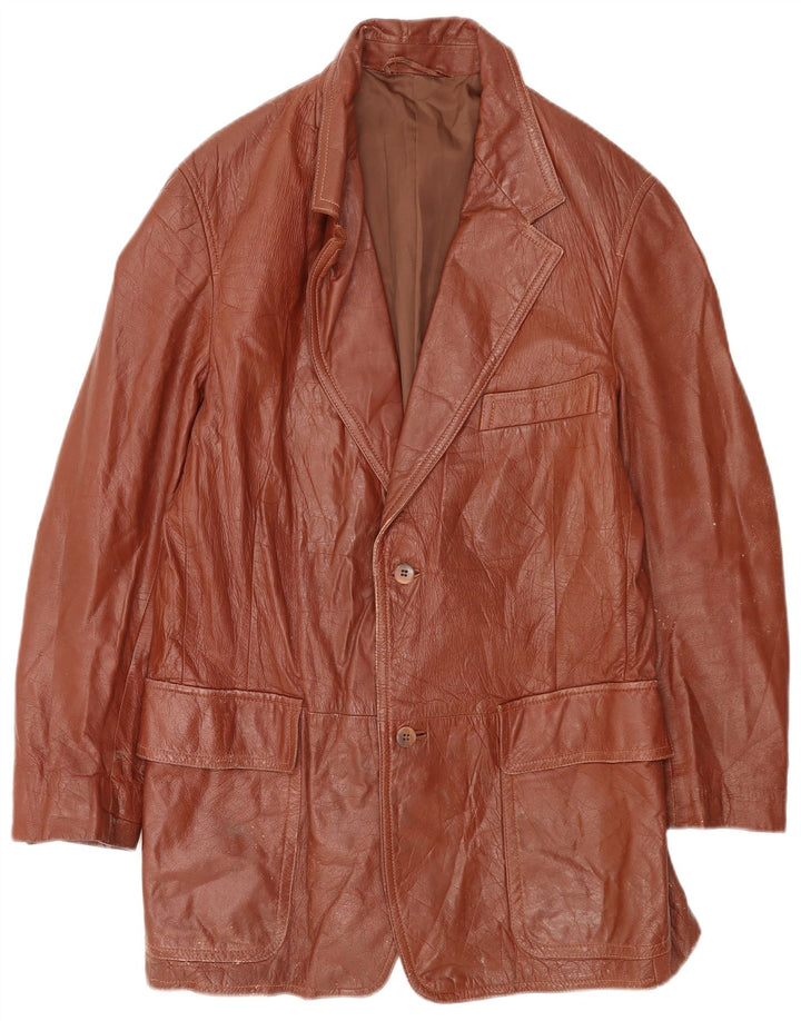Giacca in pelle vintage da uomo UK 40 grande in pelle marrone