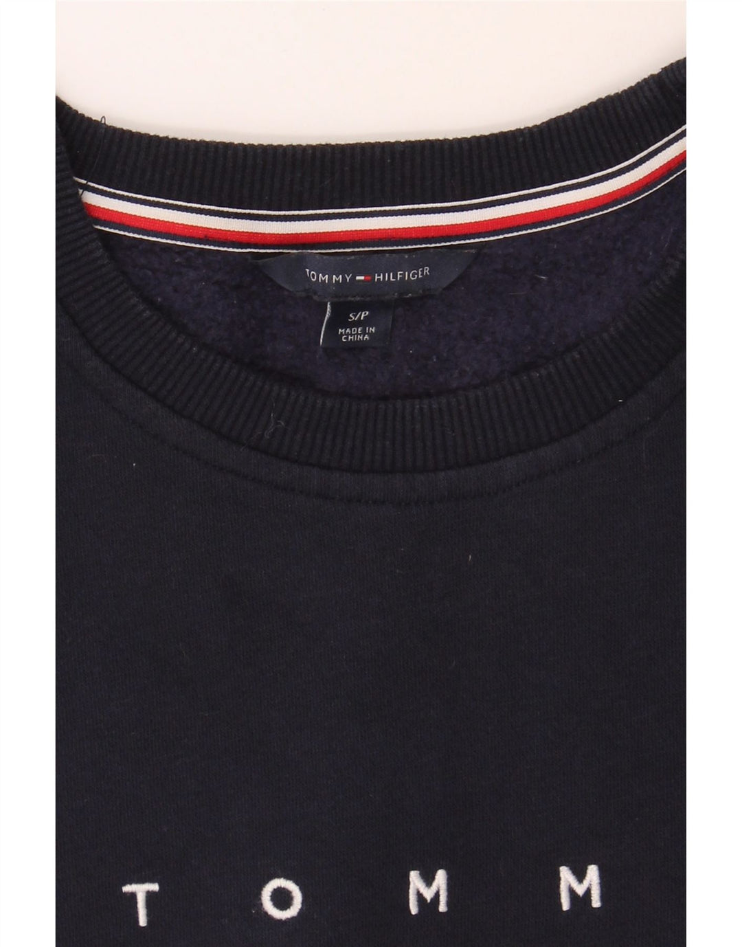 TOMMY HILFIGER Womens Oversized Sweatshirt Jumper UK 10 Small Navy Blue Vintage Tommy Hilfiger and Second-Hand Tommy Hilfiger from Messina Hembry 