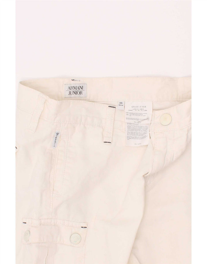 Pantaloncini cargo Armani Junior da bambino 7-8 anni W24 in cotone bianco