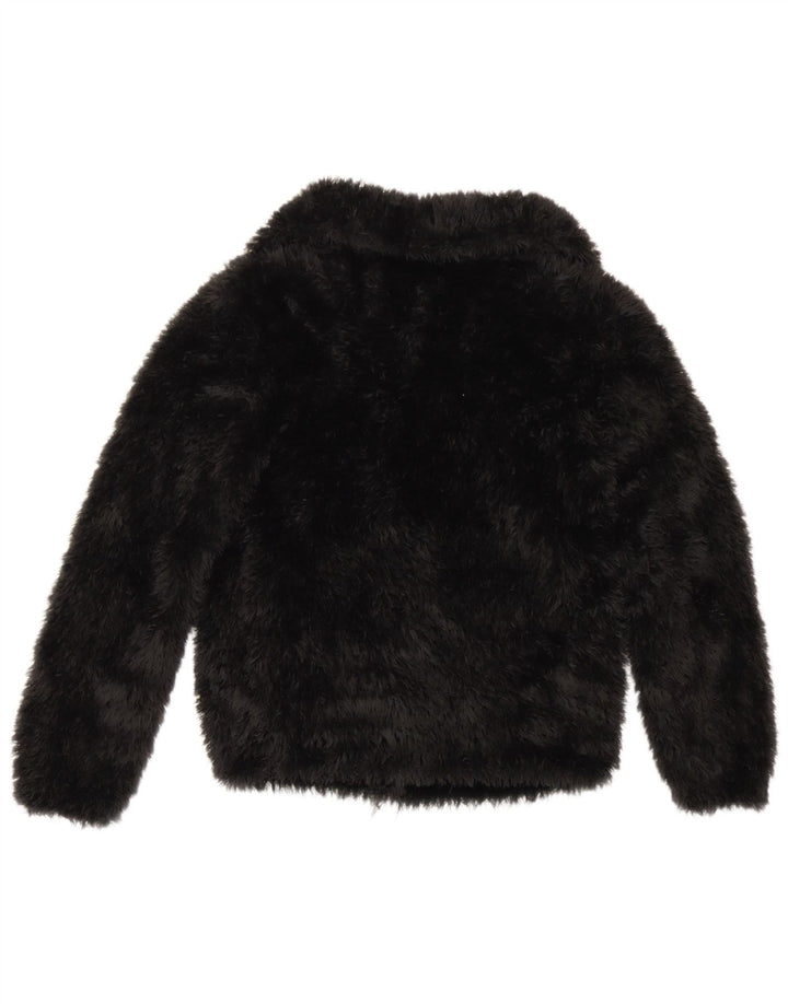 Giacca vintage da donna in pelliccia sintetica UK 10 piccola nera
