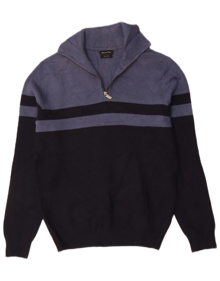 Maglione maglione da donna con collo con zip Massimo Dutti UK 14 blu navy medio