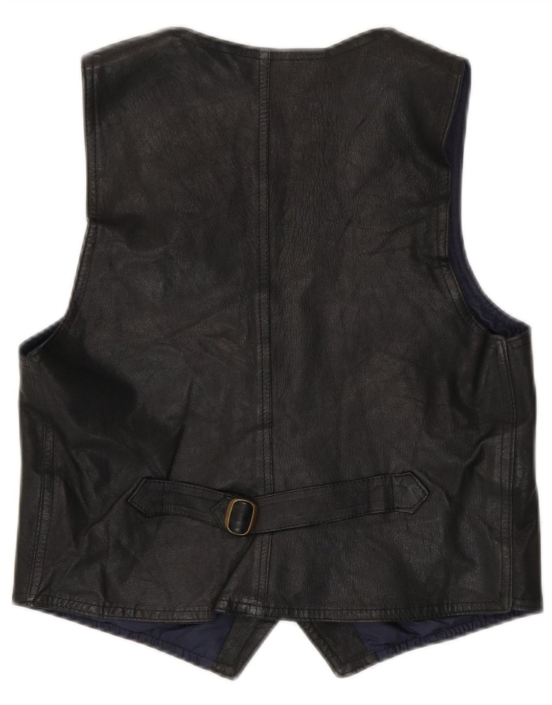 Gilet in pelle da uomo vintage in pelle nera media