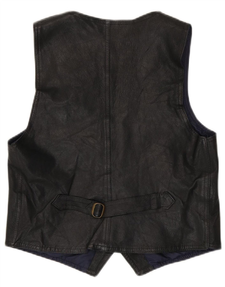 Gilet in pelle da uomo vintage in pelle nera media
