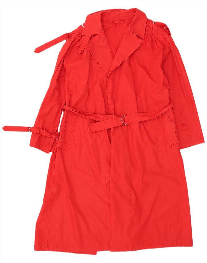 Trench da donna VINTAGE UK 14 poliestere rosso medio