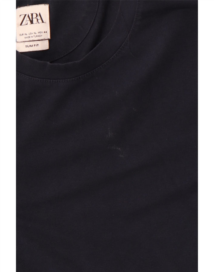 T-shirt slim fit da uomo Zara XL blu navy