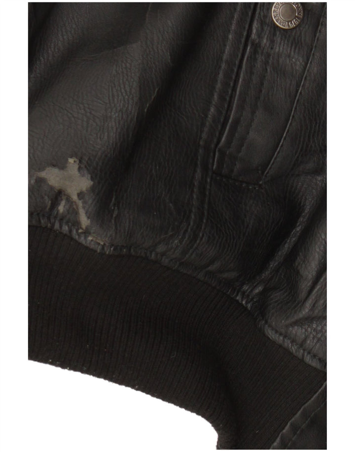 Giubbotto bomber da uomo identico in ecopelle Motorstyle UK 42 XL poliestere nero