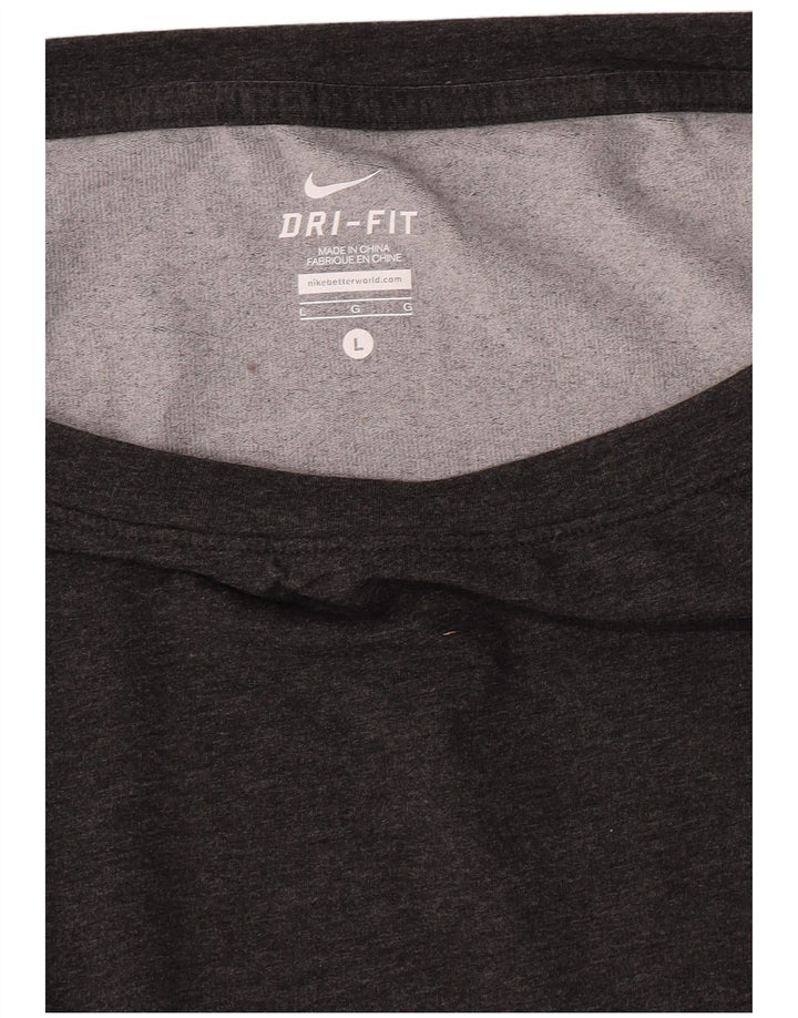 Nike Dri Fit Top da donna a maniche lunghe UK 16 Large in poliestere chiazzato grigio