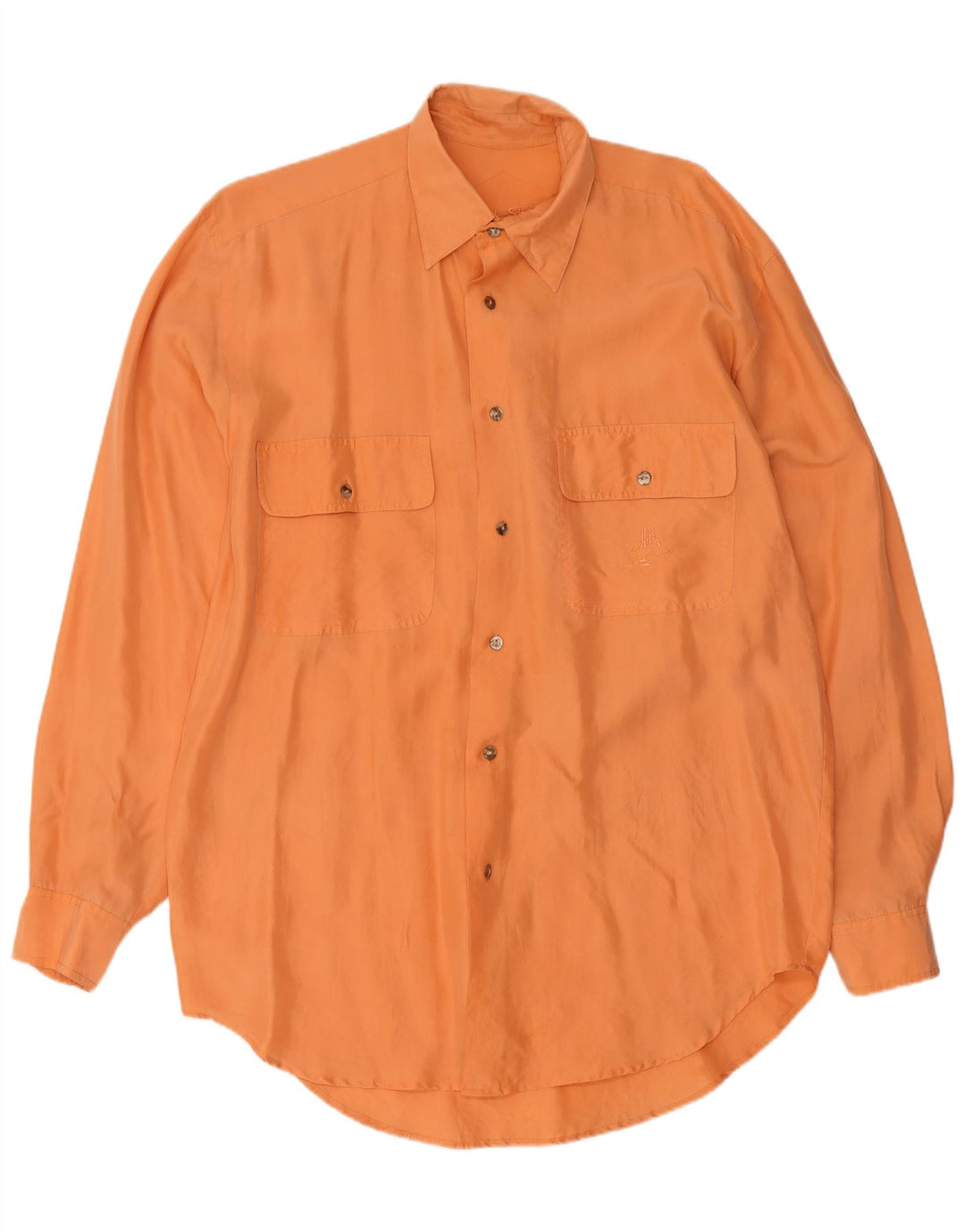 Camicia Vintage Uomo Piccola In Seta Arancione
