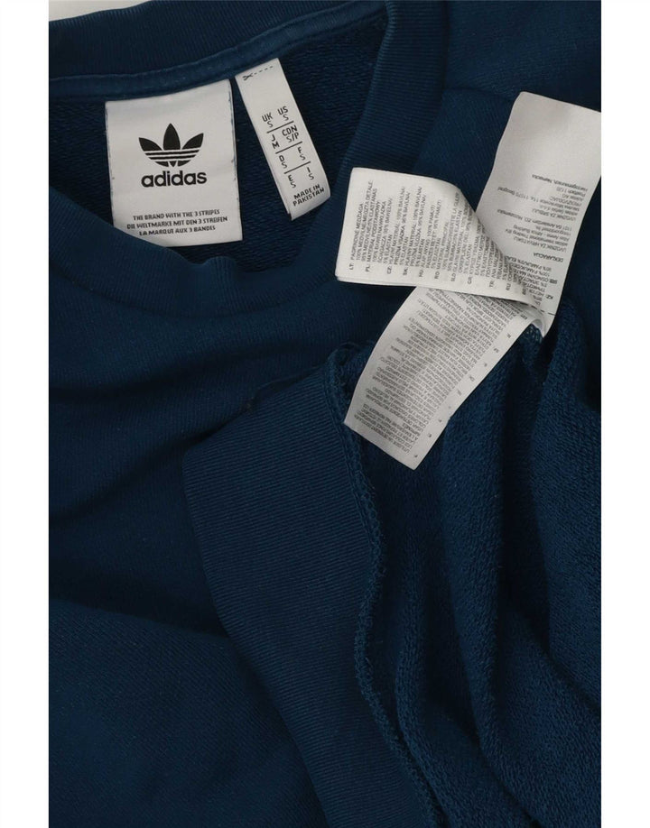 Felpa con grafica Adidas da uomo, piccola, in cotone blu