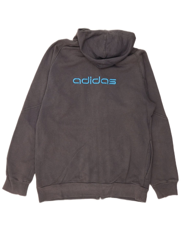 Maglione con cappuccio e zip grafica da uomo ADIDAS in cotone grigio medio