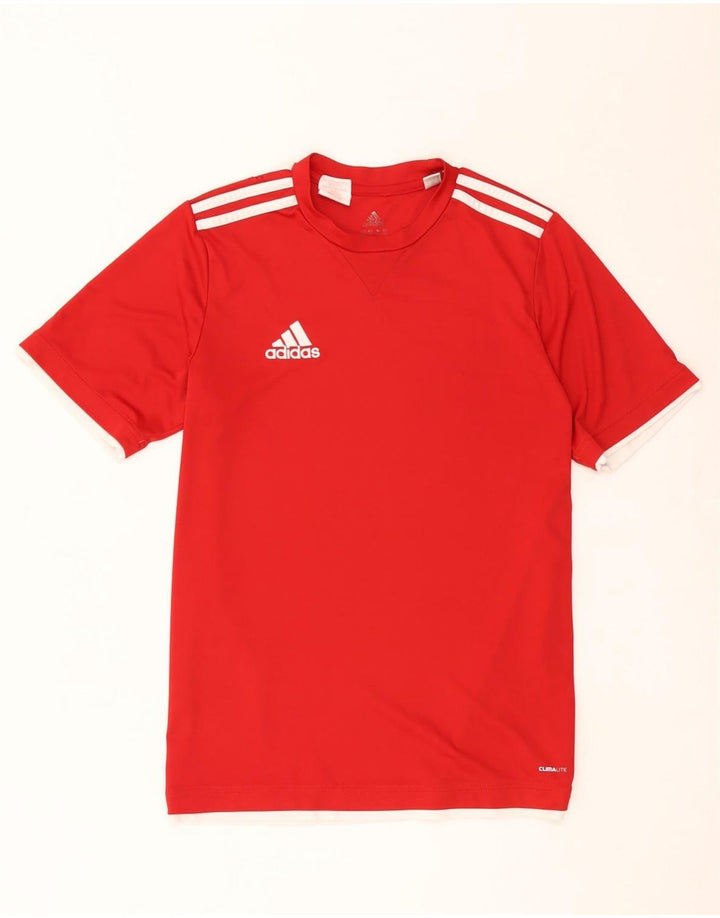 T-shirt Adidas da bambino Climalite 15-16 anni in poliestere rosso