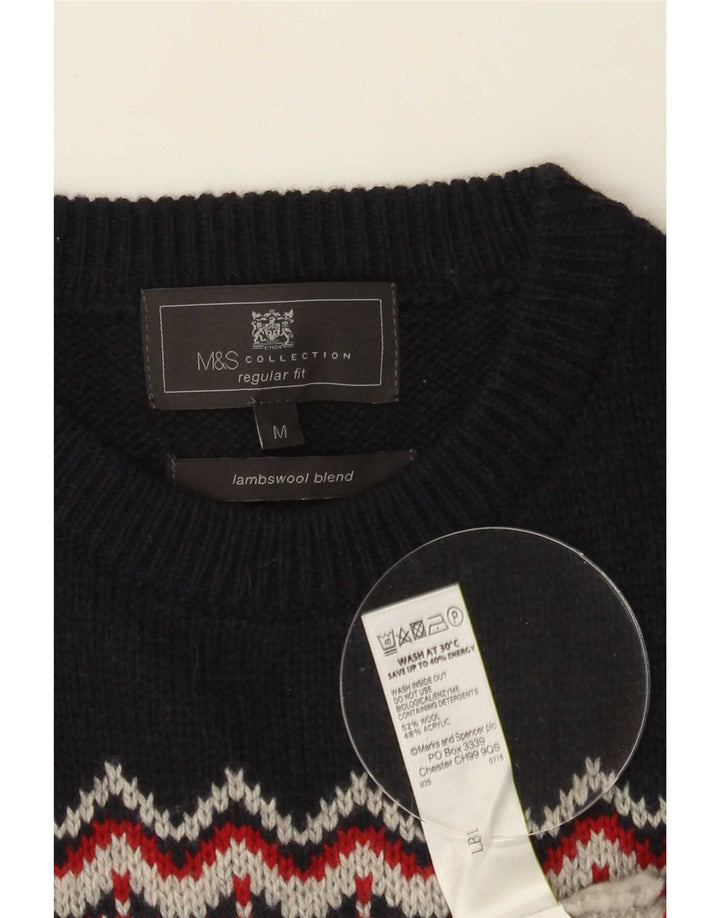 Maglione maglione girocollo da uomo Marks & Spencer grigio medio Fair Isle
