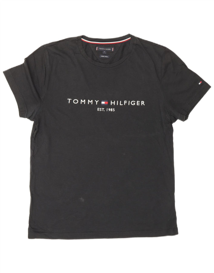 T-shirt grafica da uomo Tommy Hilfiger Top in cotone nero medio