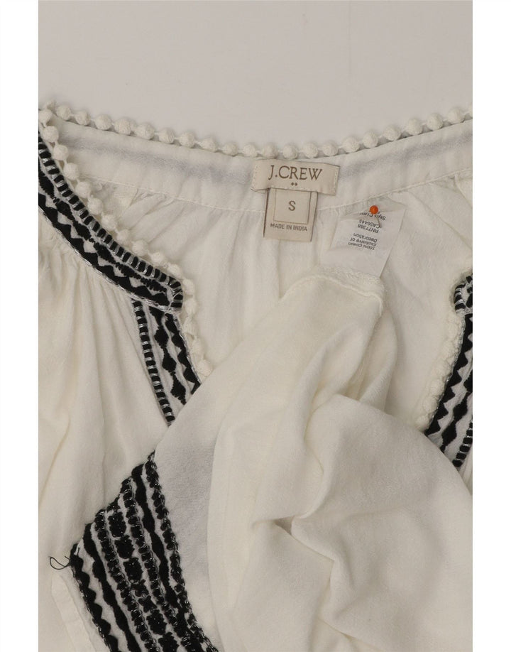 J. CREW Camicetta a maniche lunghe da donna Top UK 10 Piccolo cotone gessato bianco