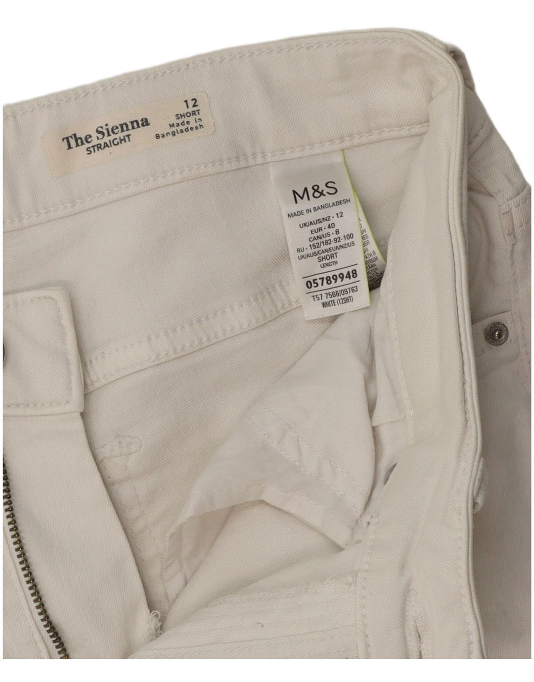 Jeans dritti Marks & Spencer da donna The Sienna UK 12 medio W30 L26 bianco