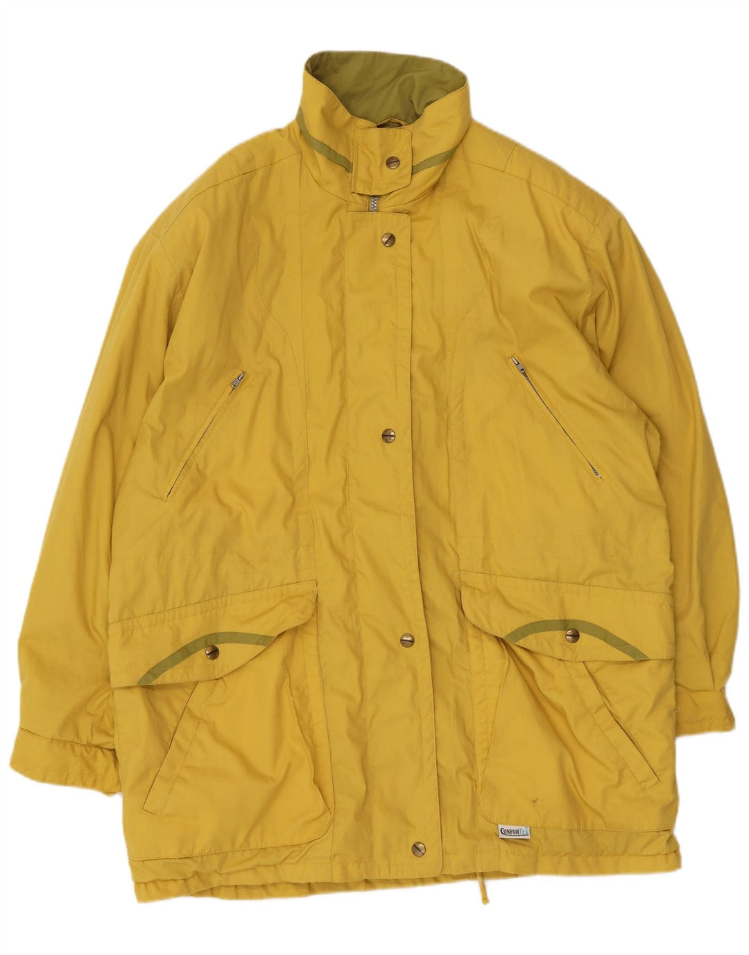 Impermeabile oversize da donna vintage EU 42 grande poliestere giallo