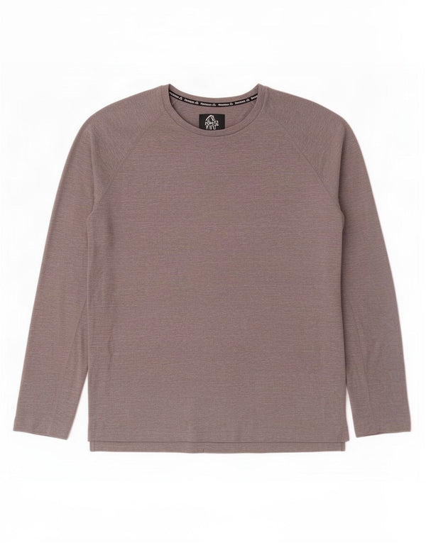Top Reebok da uomo a maniche lunghe in poliestere chiazzato grigio grande