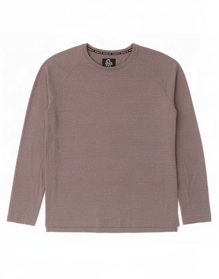Top Reebok da uomo a maniche lunghe in poliestere chiazzato grigio grande
