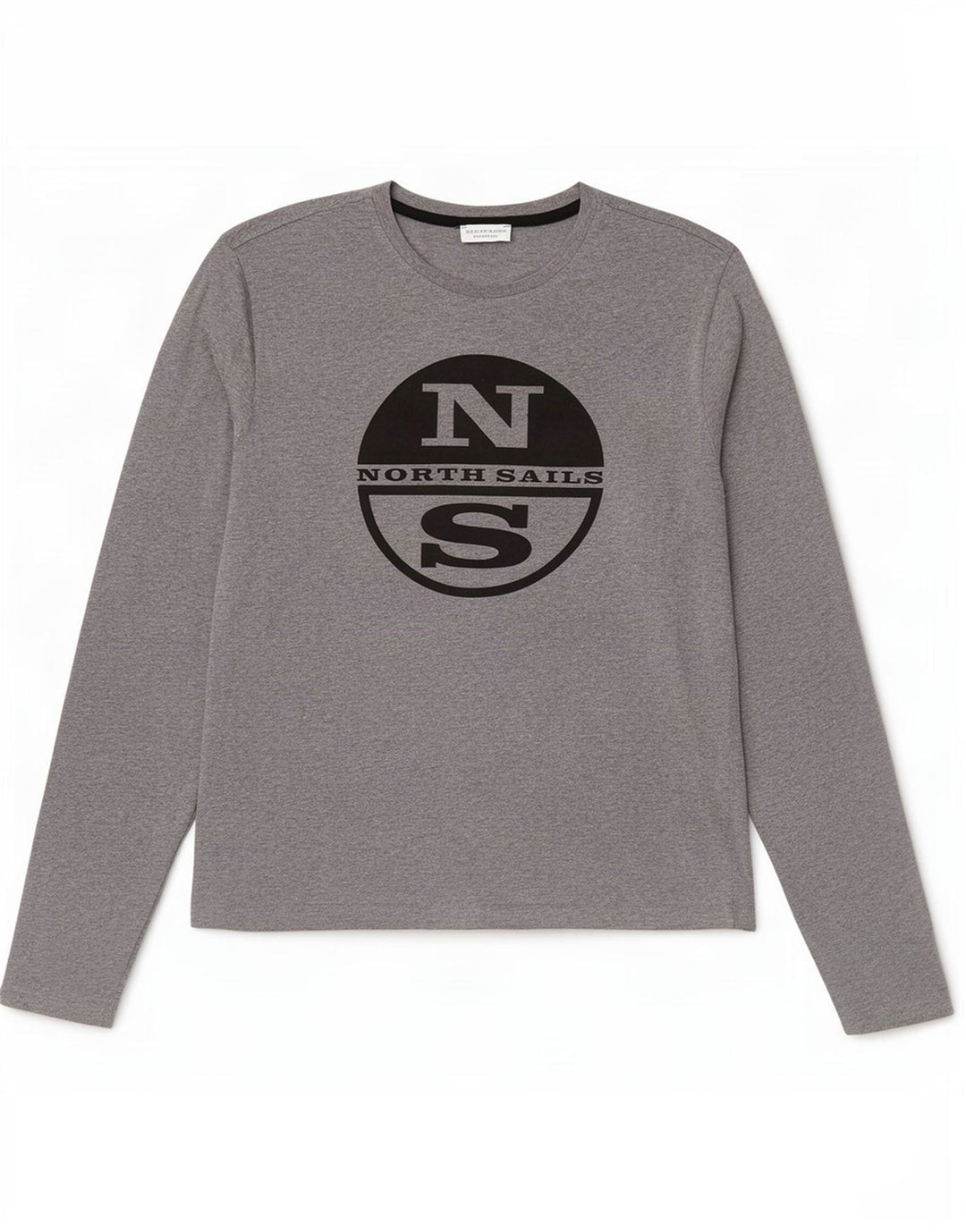 North Sails Maglietta grafica da uomo a maniche lunghe in cotone grigio screziato
