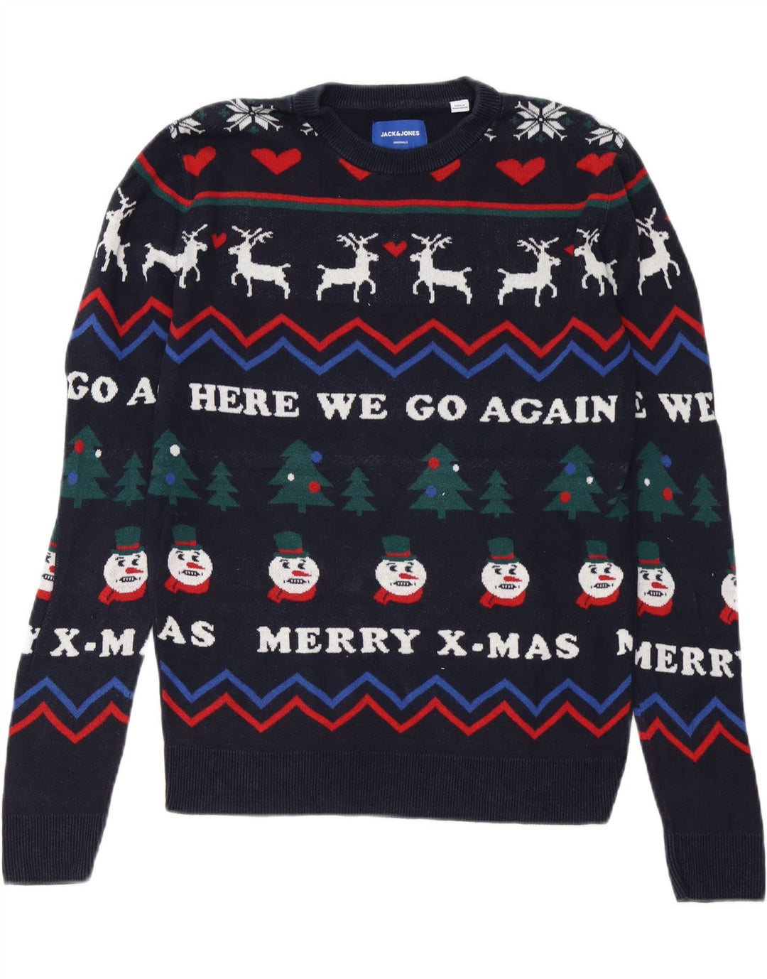 Maglione maglione girocollo da uomo Jack & Jones piccolo blu navy natalizio
