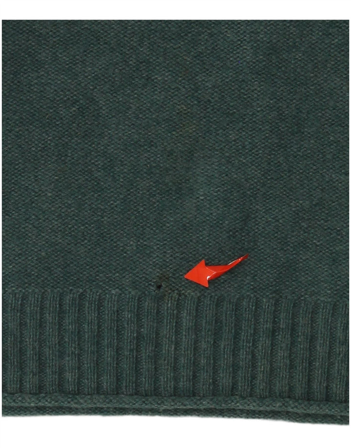 Maglione da uomo con scollo a V di White Stuff Lana d'agnello verde medio