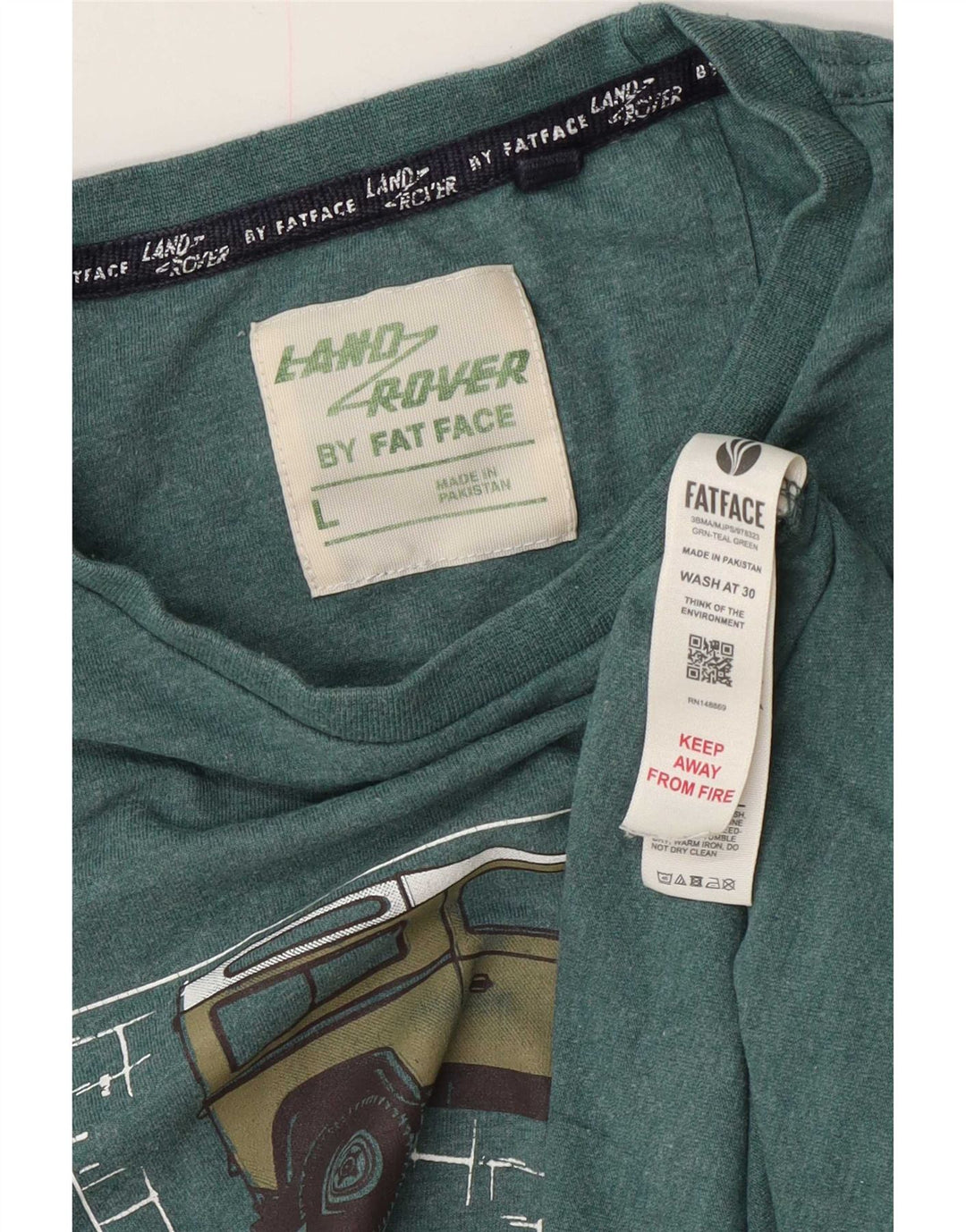 T-shirt grafica da uomo Fat Face Top grande in cotone verde