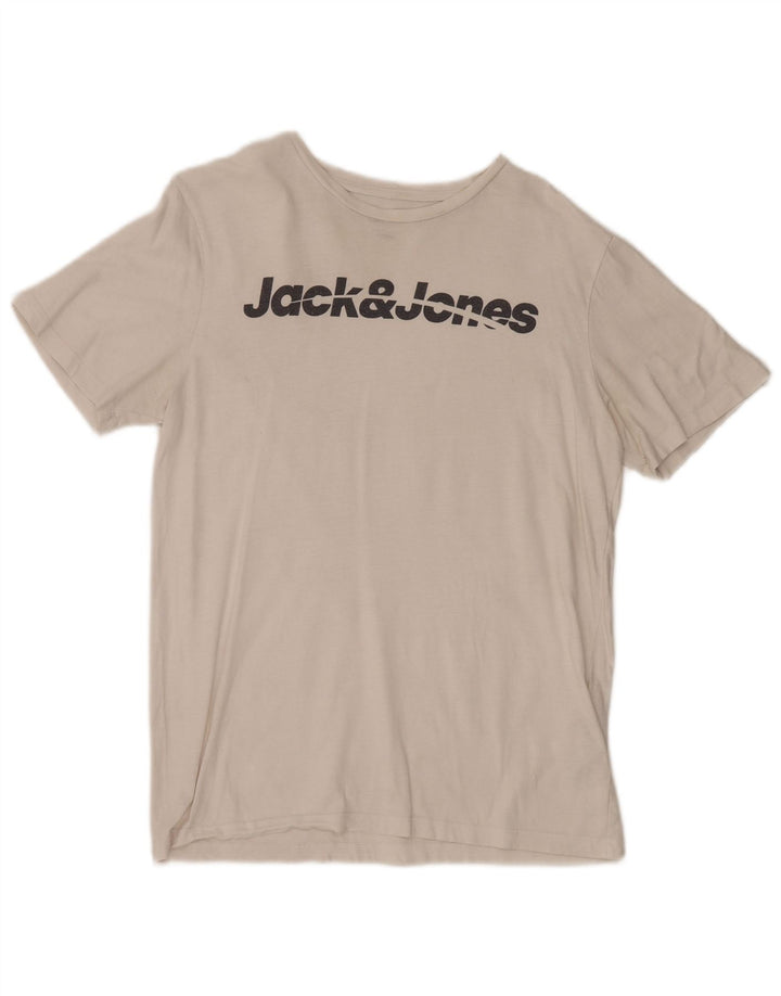 T-shirt grafica da uomo con vestibilità regolare Jack & Jones, cotone bianco medio