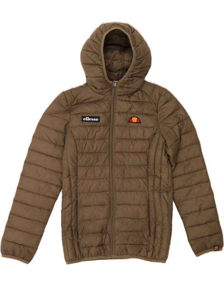 ELLESSE Womens Hooded Padded Jacket UK 8 Small Brown Polyester Vintage Ellesse and Second-Hand Ellesse from Messina Hembry 