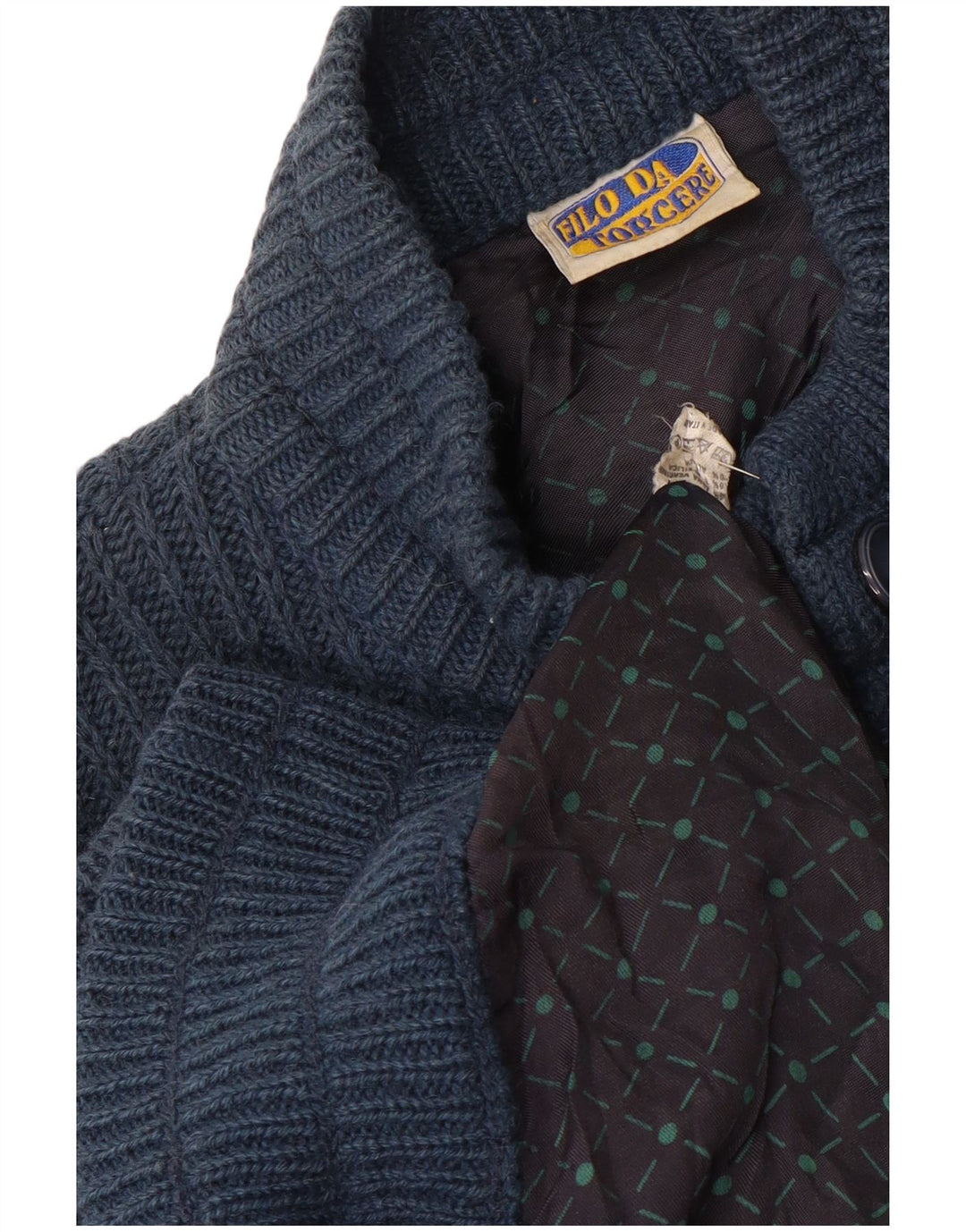 Maglione cardigan da uomo VINTAGE lana media blu navy