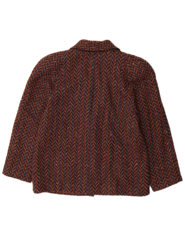 Giacca blazer vintage da donna UK 14 a spina di pesce medio multicolore