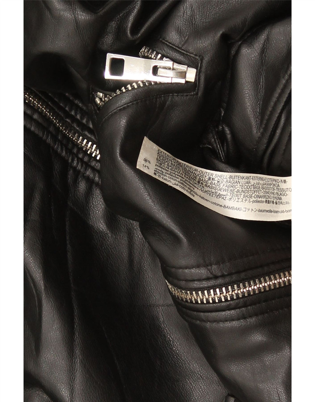 Giacca da motociclista oversize in ecopelle da donna ZARA UK 10 piccola nera