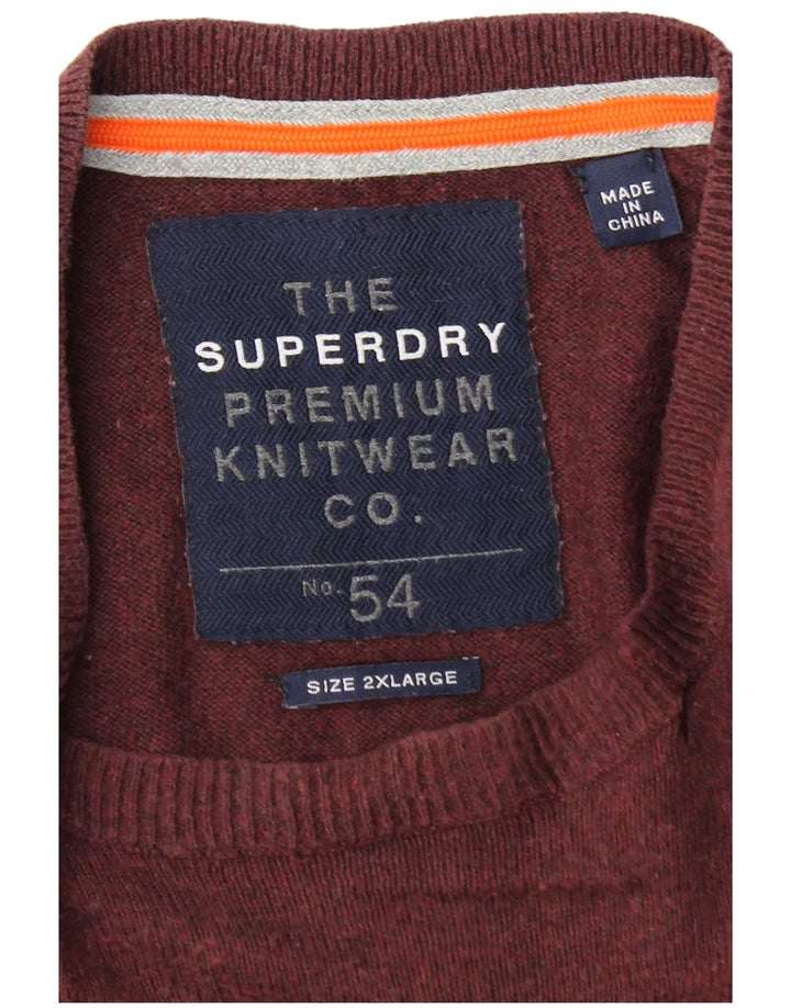 Maglione maglione girocollo da uomo Superdry 2XL cotone bordeaux
