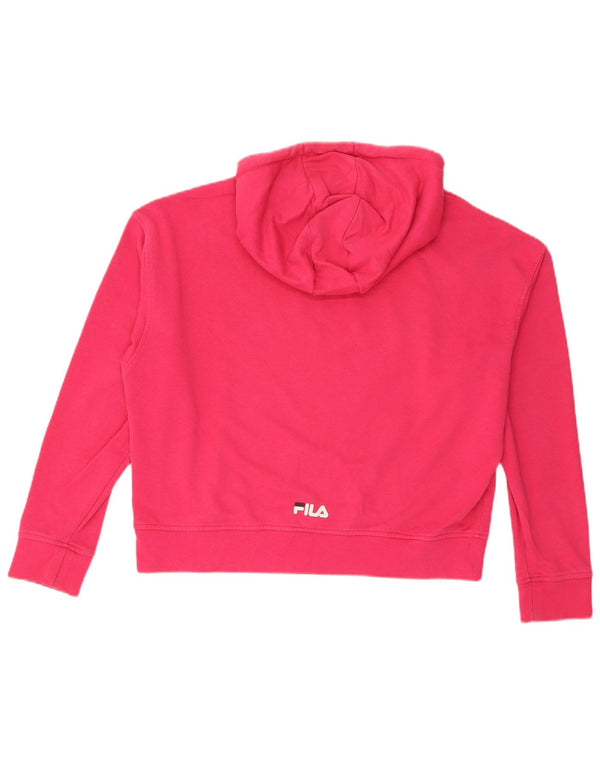 Felpa con cappuccio oversize con grafica corta da donna Fila UK 6 XS cotone rosa