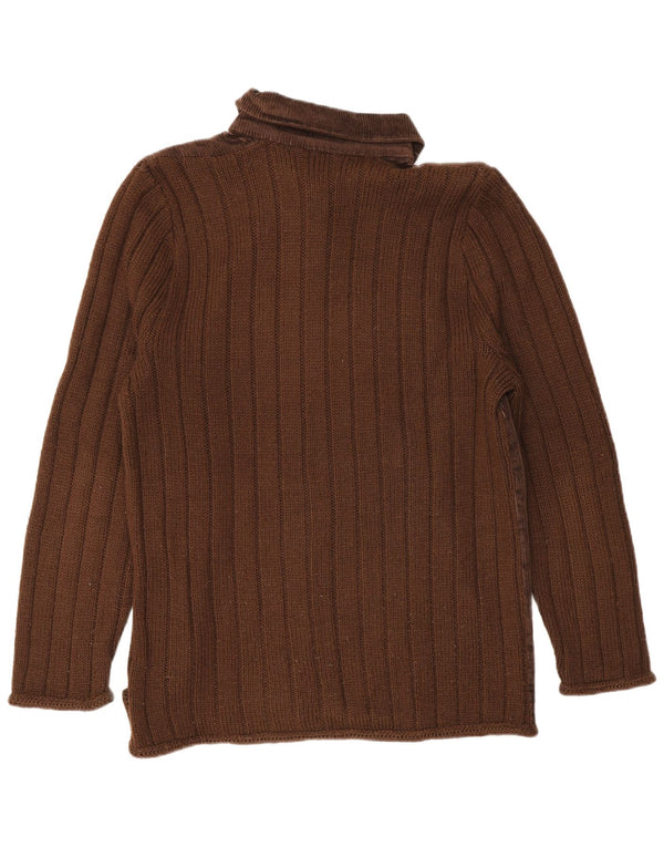 Maglione cardigan da donna vintage UK 14 grande marrone