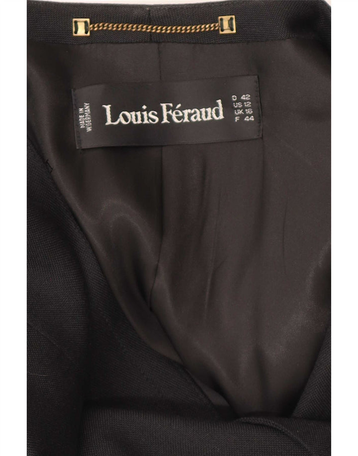 Giacca blazer doppiopetto da donna Louis Feraud UK 16 grande viscosa nera