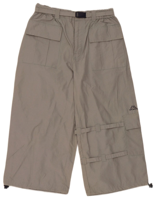 Pantaloni cargo Capri larghi da donna Kappa XL W34 L21 cotone a quadri grigi