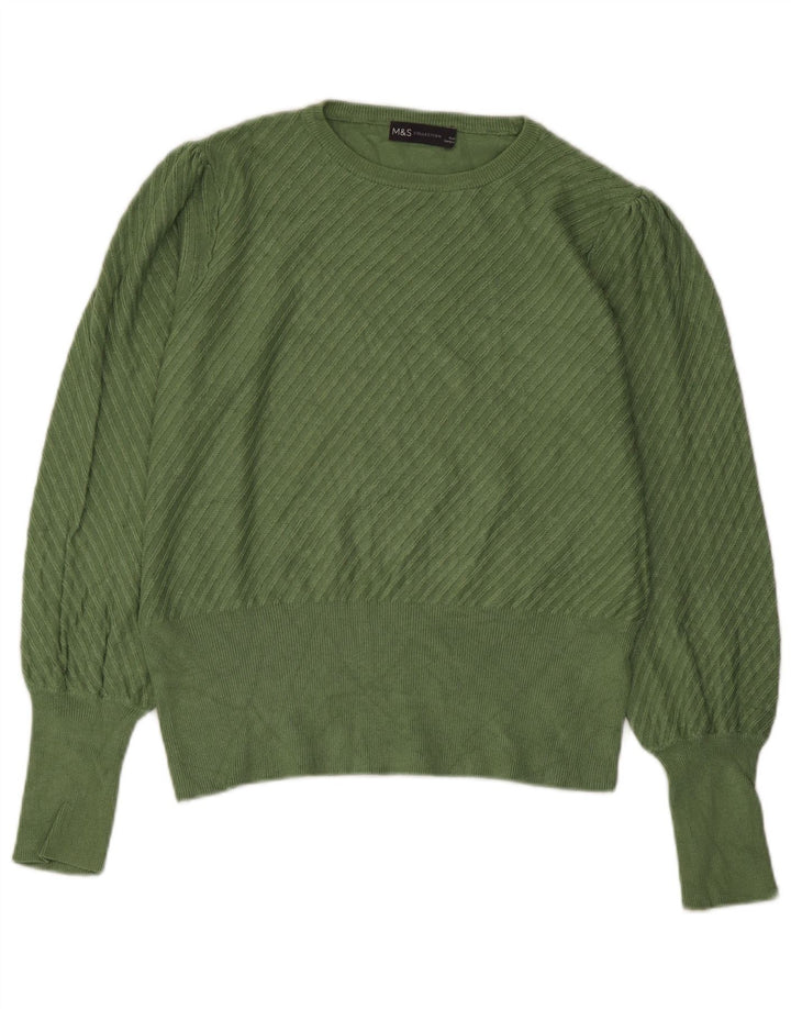 Maglione da donna Marks & Spencer con scollo a barca corto UK 14 Verde medio