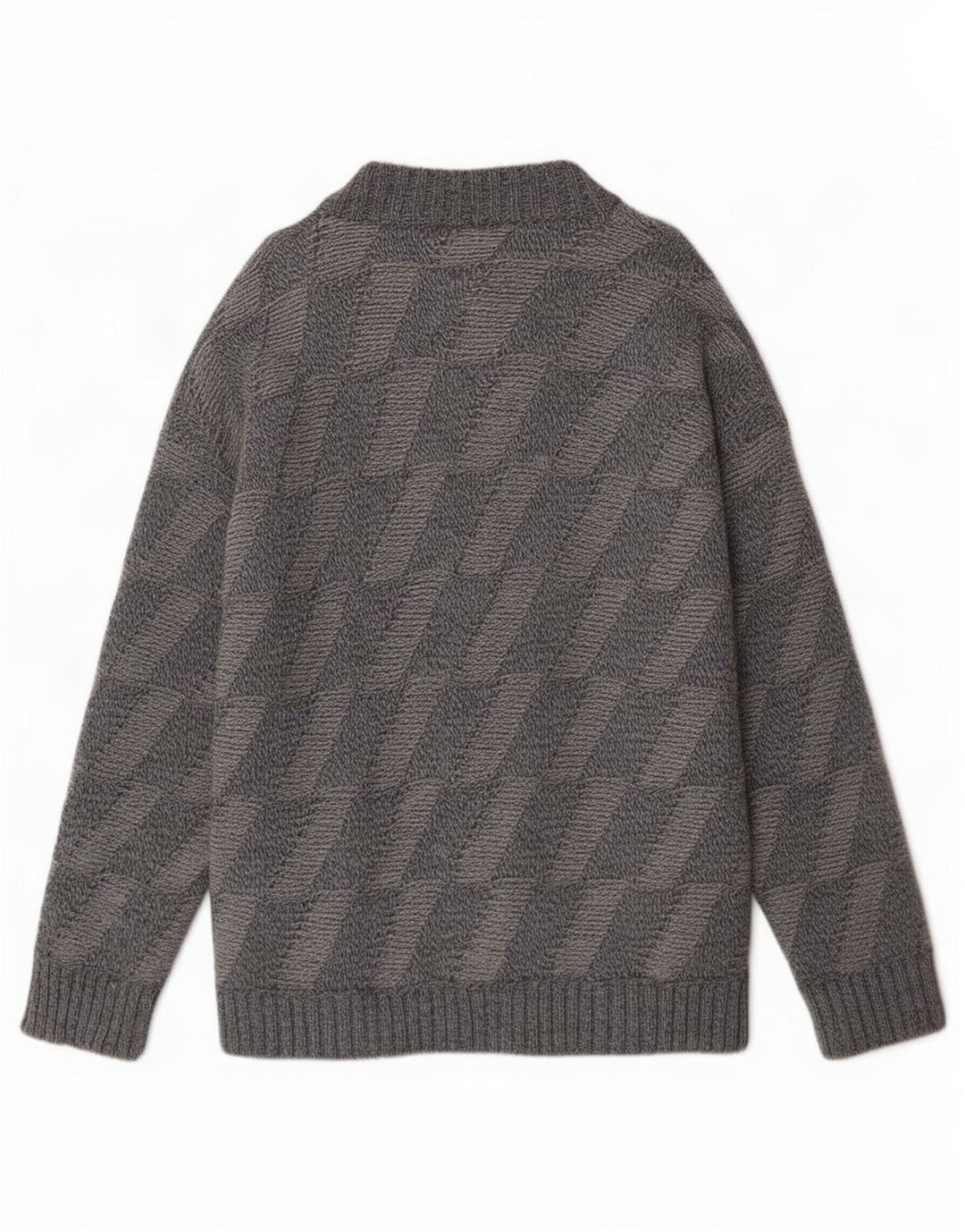 Maglione cardigan da uomo vintage grande geometrico blu