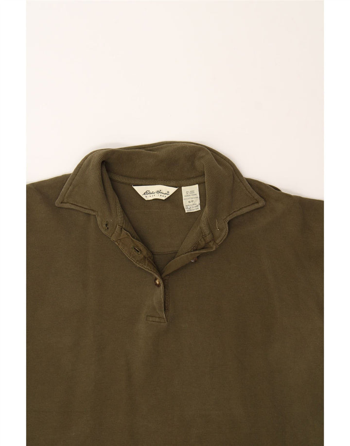 EDDIE BAUER Womens Oversized Long Sleeve Polo Shirt UK 10 Small Brown Vintage Eddie Bauer and Second-Hand Eddie Bauer from Messina Hembry 