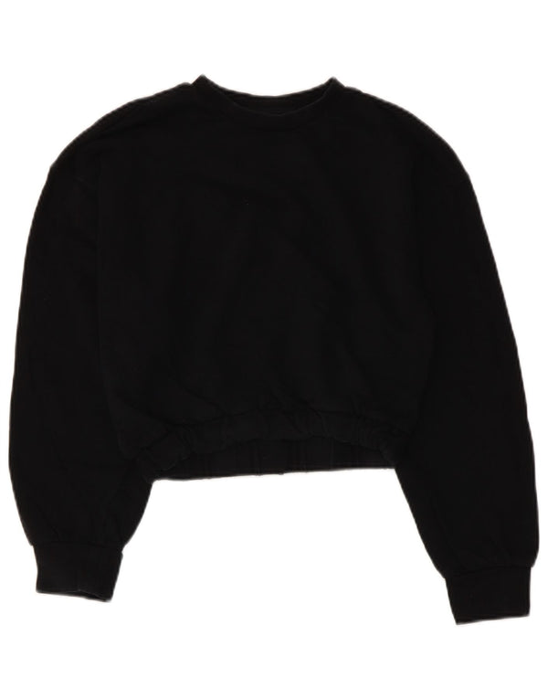 Felpa corta da donna Zara UK 10 piccola in cotone nero